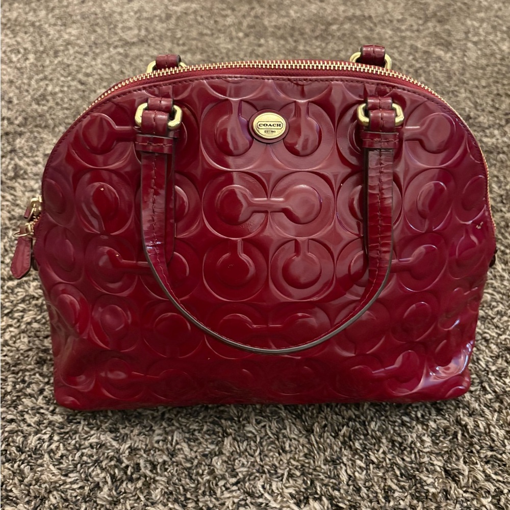 Coach Burgundy Patent Leather Satchel